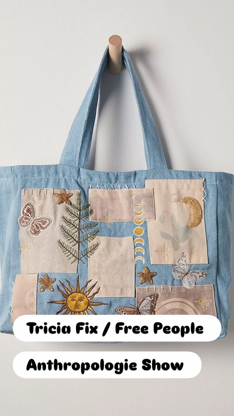 $398 Free People/Tricia Fix DENIM AND BONE Bone Celestial Tote